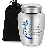XIUDA Cremation Urns for Human Ashes Adult Male and Female, Memorial Decorative Burial Urn, Stainless Steel Angel Wings Keepsake Urn Human Ashes Up to 220 lbs