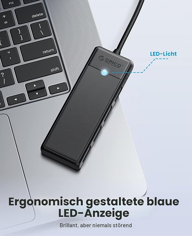 USB Hub 3.0, 4 Ports USB Verteiler mit 100CM Langes Kabel, Ultra Slim Type A Datenhub 5 Gbps, Multiports-Adapter für MacBook, Mac Pro/Mini, Mobile HDD, Surface Pro, XPS, PS4/PS5, PC