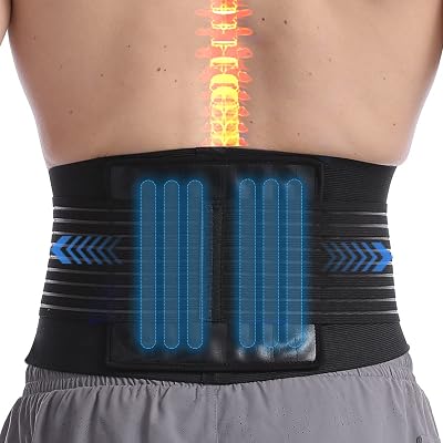Paskyee Lower Back Support Belt with 6 Stays Adjustable Lumbar Brace