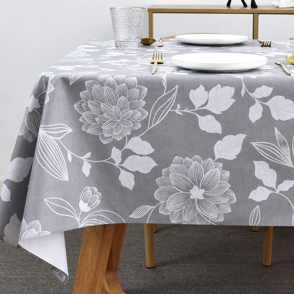 Plenmor Table Cloth Wipe Clean Wipeable PVC Tablecloth Waterproof Wipe Clean Plastic Vinyl Table Cover Protector Rectangular for Outdoor Picnic Party… (F, 137 x 200 cm)
