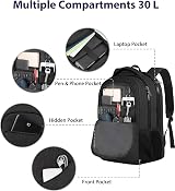 MATEIN 17 Inch Travel Backpack Water Resistant Anti Theft Laptop Daypack Black view 5
