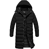 CREATMO US Men's Long Winter Coat Waterproof Thicken Warm Parka Quilted Insulated Puffer Jacket with Removable Hood