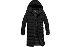 CREATMO US Men's Long Winter Coat Waterproof Thicken Warm Parka Quilted Insulated Puffer Jacket with Removable Hood