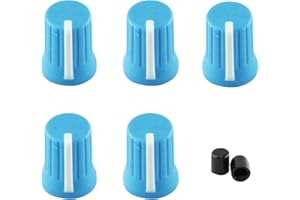 AUXBC 6mm D Shaft Rubber Potentiometer Control Knobs, Pioneer knob DJM Mixer Volume EQ Knob for Electric Guitar DJ Controller Mixer Console Volume Tone Knob, 5pcs, Blue