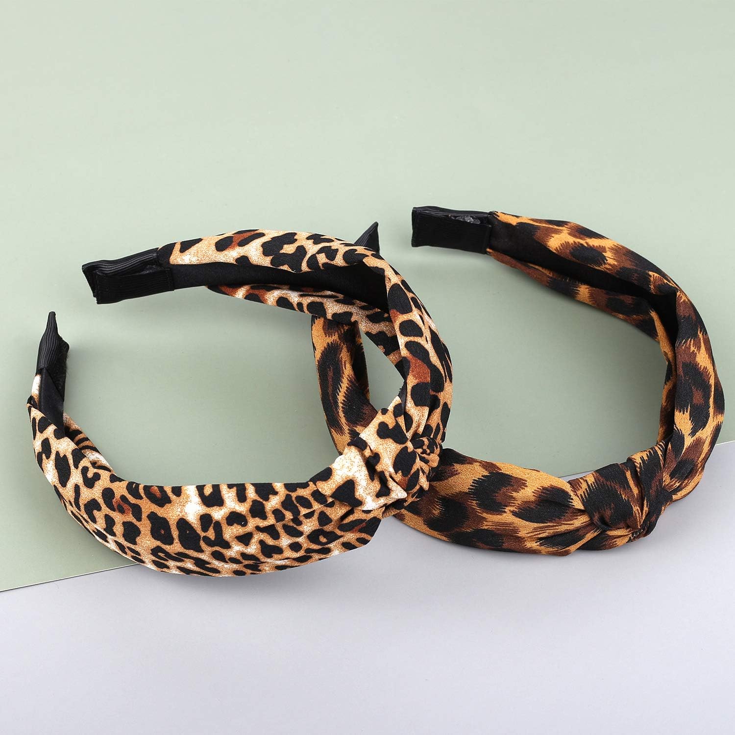 Belerry 2 Pieces Leopard Print Headbands Bow Knot Cross Tie Headwrap Hair Band Hoop Fashion Hair Accessories for Women and Girls - Image 5