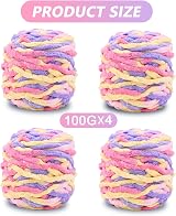 TSLBW Knitting Wool Yarn 4 x 100g Multi-Colored Soft Chunky Yarn view 2
