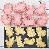 8pc 3D Cute Cat Cookie Stamps, Cupcake Pancake Apple Pie Pastry Biscuit Molds, Fruit & Sandwich Cutter Set for Cat Party Decorations