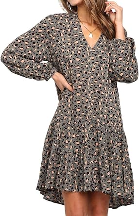 animal print button dress