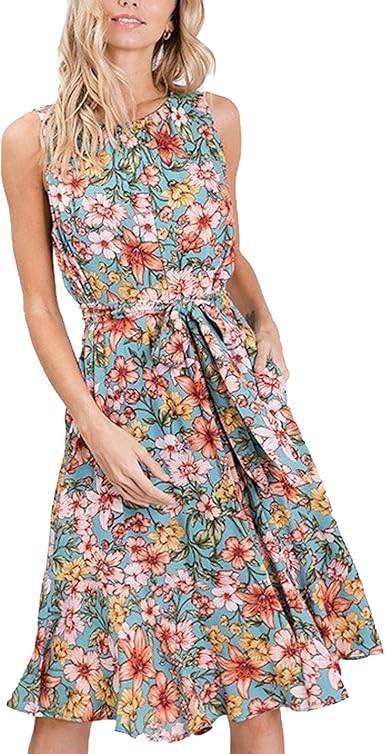 womens blue floral dress