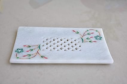 Kunhar Natural Marble Soap Dish for Bathroom/Marble Soap Dish for Bath Tub/Marble Soap Dish for Wash Basin Beautifully Crafted Bathroom Accessory