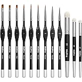 Nicpro Miniature Paint Brushes & Dry Brush - 12PCS Model Paint Brush Set for Acrylic Watercolor Oil, Detail Painting Drybrush Kit for Miniature Painting, Model, Paint by Number, Craft