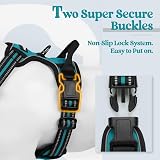 rabbitgoo Large Dog Harness No Pull Reflective Teal XL with Front Back Clips view 4