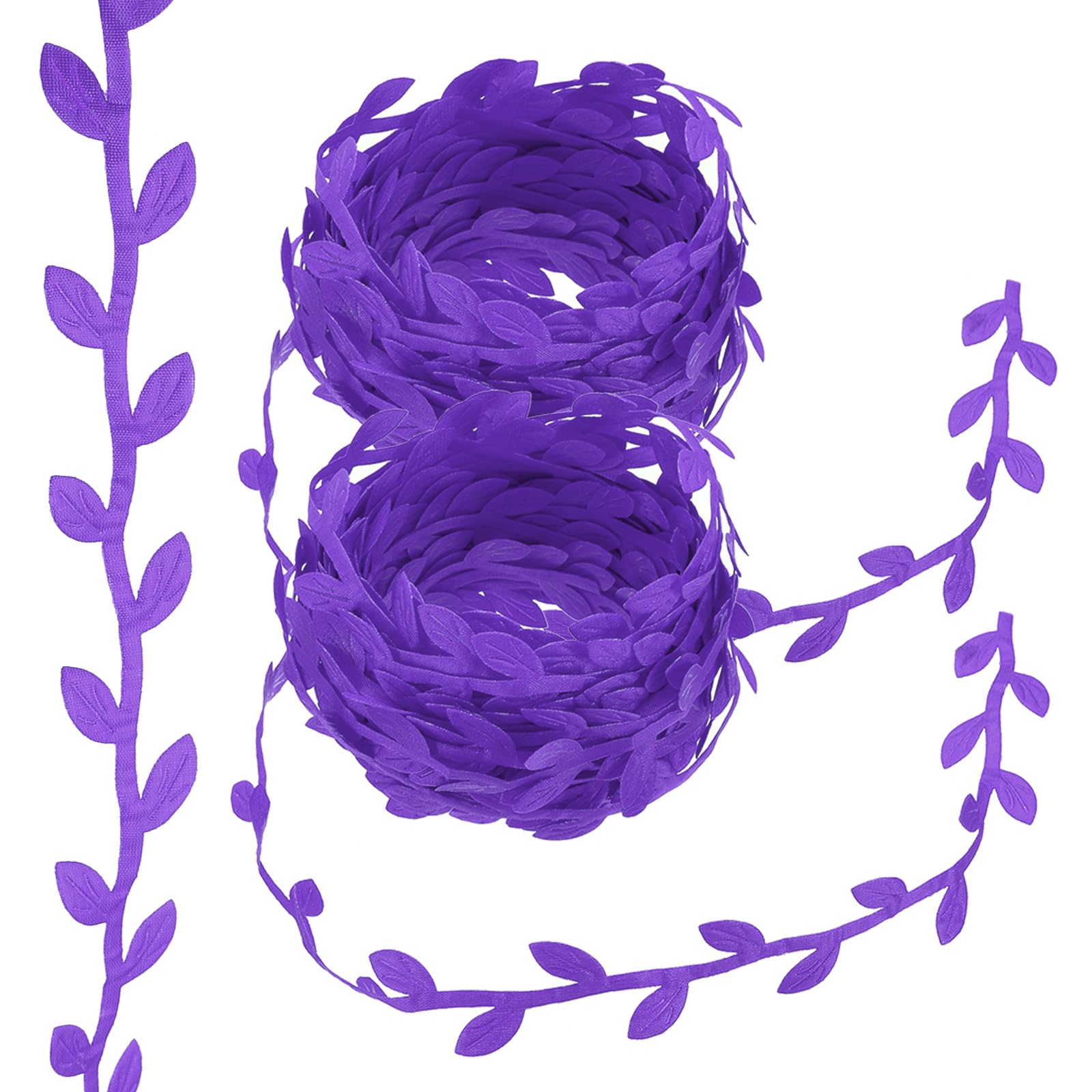 PATIKIL 22 Yards Purple Leaf Ribbon, Leaves Trim Rope Artificial Leaf String for Christmas Wreath Making Gift Wrapping Wedding Decoration, Style 8