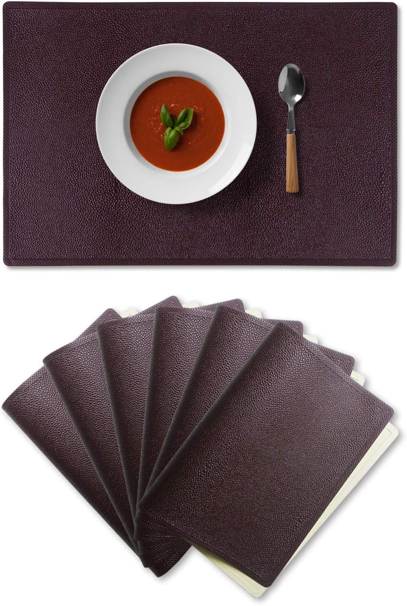 Alpiriral Dining PlaceMats Heat Resistant PlaceMats Easy to Wipe Off Scrub Vinyl Place Mats Washable Table Mats Protect A Table from Messes & with A Nice Looking (Dark Purple, Set of 6)
