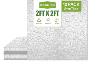 NOOOZA 2ft x 2ft Drop Ceiling Tiles，Printed Pro Ceiling Tiles 24 x 24in. Waterproof, Washable and Fire-Rated - Reusable - High-Grade PVC to Prevent Breakage-Package of 12 Tiles