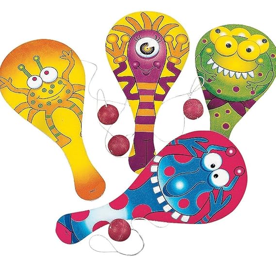 Elfen und Zwerge 6 x Monster Paddleball Spiel Monsterparty Kindergeburtstag Ball Spiel Mitgebsel