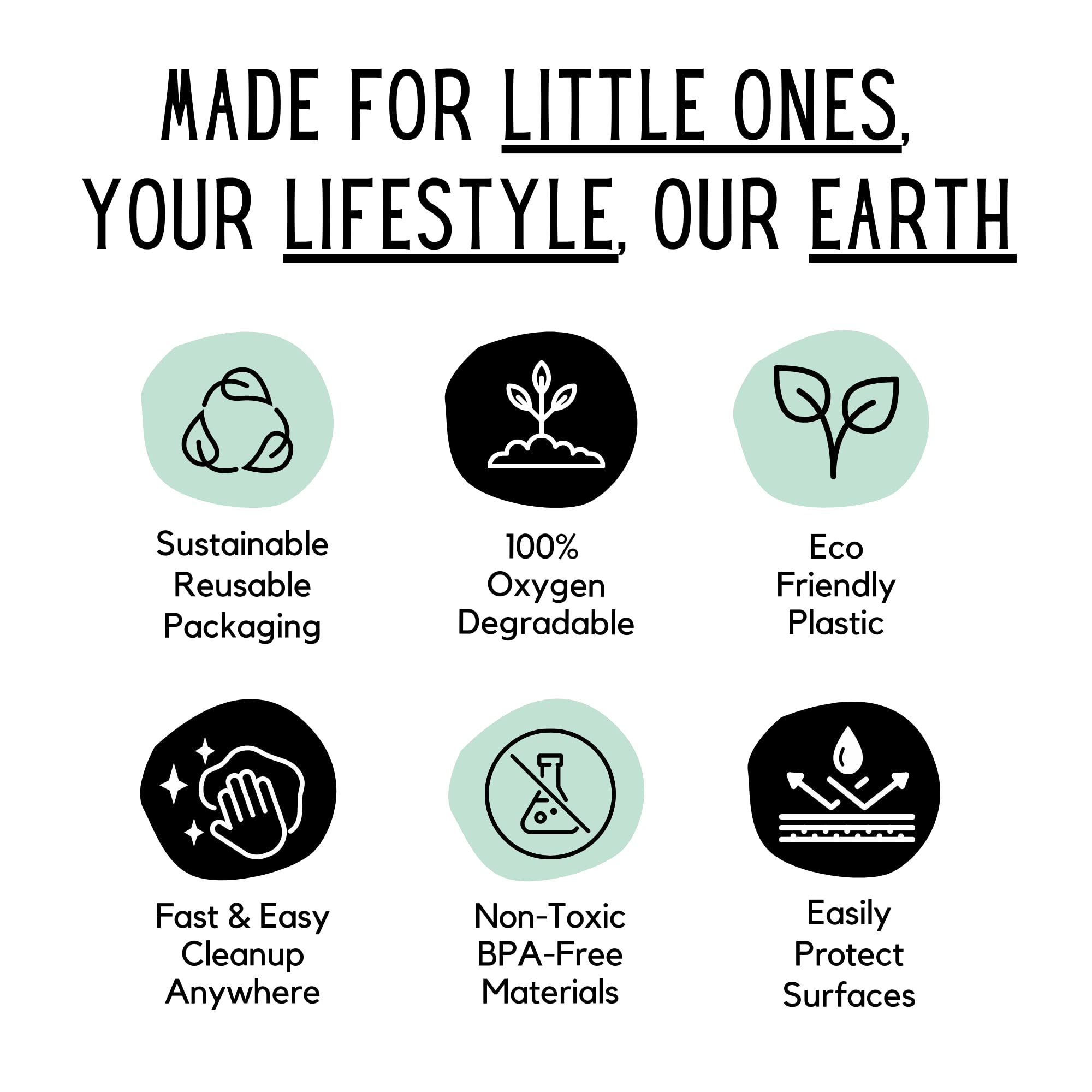 THEO'S Restaurant Rockstar Baby Led Weaning Bundle with 100% Disposable and Non-toxic Utensils and Placemats