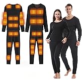 BSTSV Graphene Heated Thermal Underwear Set 20 Heating Zones, Soft Fleece Lined,USB Electric Heated Base Layer