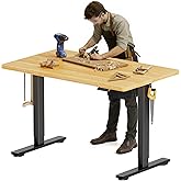 FLEXISPOT Electric Adjustable Workbench, 48x30 Inches Ergonomic Worktable for Garage, Workshop, Office and Home, Spacious Desktop for Woodworking Sewing and Crafts, Maple, 2 Packages