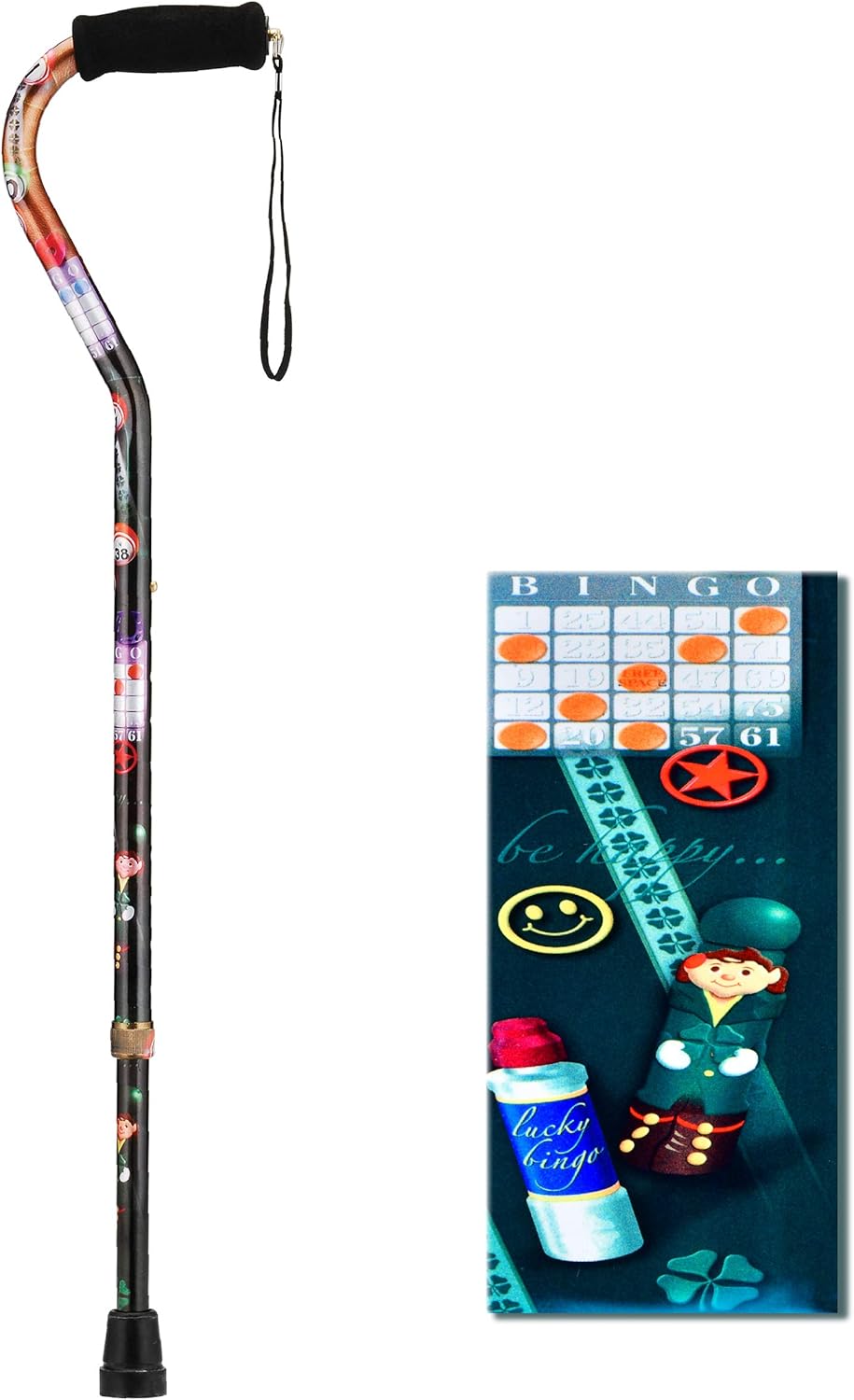 NOVA Designer Walking Cane with Offset Handle, Lightweight Adjustable Walking Stick with Carrying Strap, “Maui Flowers” Design: Health & Personal Care