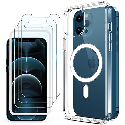 Buy Waitiee Magnetic Clear Case For Iphone 12 Pro Max Clear Silicone Fast Wireless Charging Anti Fall Scratch Ultra Slim Case With Mag Safe Charging 3 Packs Premium Tempered Glass And Installation Frame Online