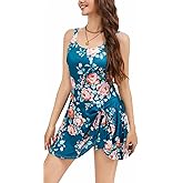 PaladMom Women's One Piece Swimsuit Sundress Curvy Swimdress Tummy Control Slimming Bathing Suit Tie Knot 2025 Swim Dress