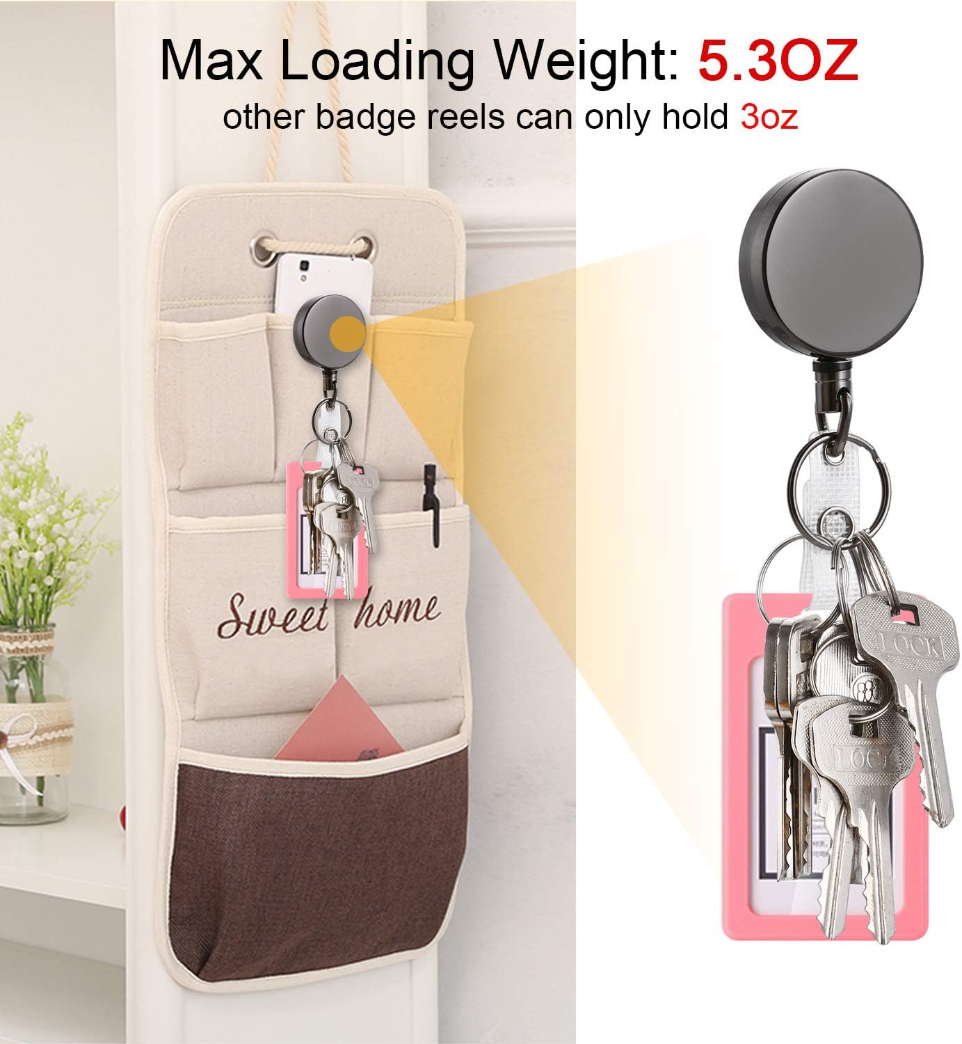 2 Pack Heavy Duty Retractable Badge Holder Reel, Will Well Metal ID Badge Holder with Belt Clip Key Ring for Name Card Keychain [All Metal Casing, 27.5" Steel Wire Cord, Reinforced Id Strap] : Office Products