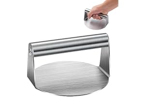 Stainless Steel Smashed Burger Press, 4.72" Round Burger Smasher with Anti-Scald Handle, Hamburger Press, Dishwasher Safe Gri