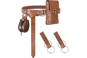 Renaissance Belt with Pouch Waist Bag - Coin Purse for Pirate, Renaissance Accessories for Festivals, Cosplay & Halloween (Br