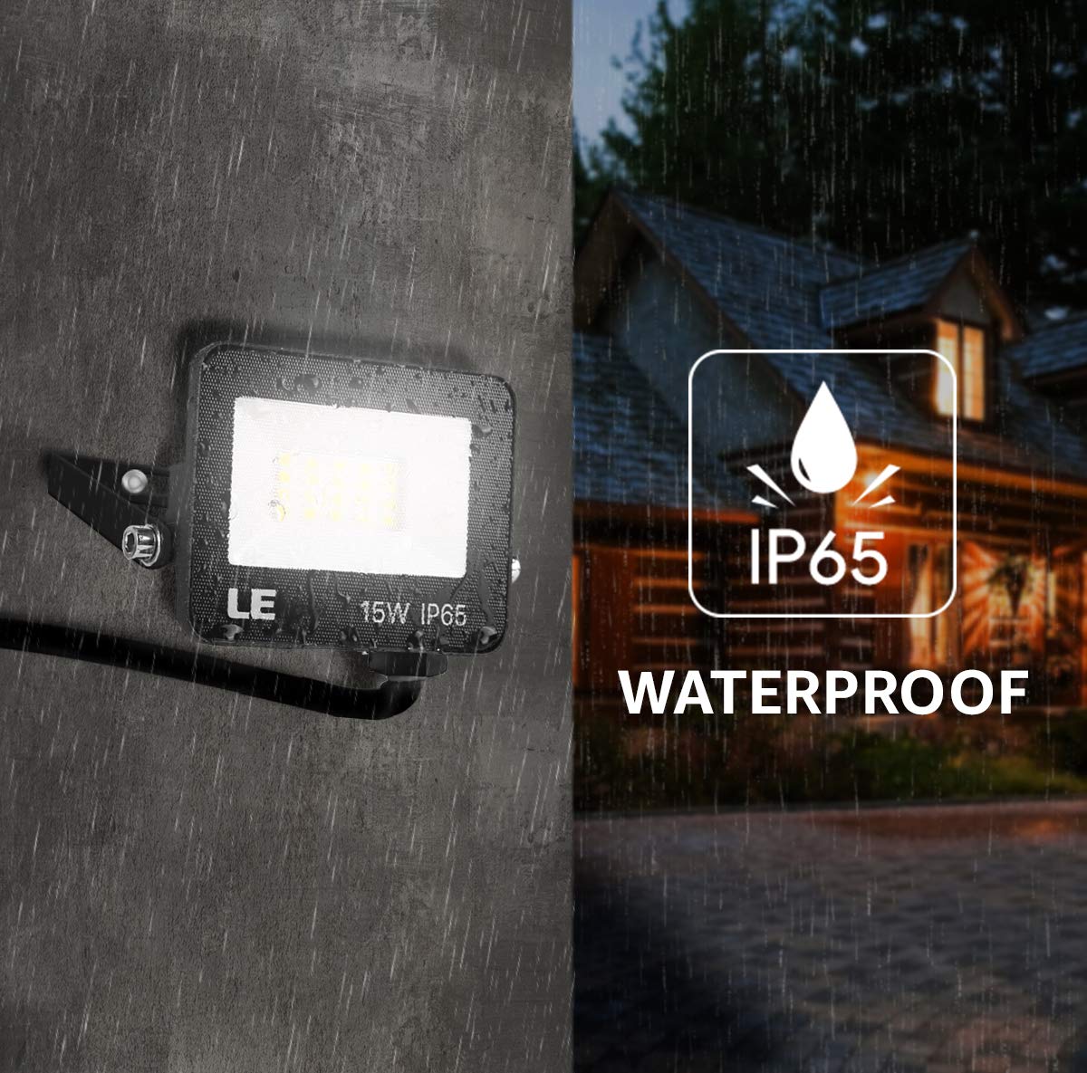 LE Projecteur LED Ultra Mince 15W 1500LM Blanc Froid 5000K Spot LED Extérieur IP65 Etanche Verre Trempé à Grain Fin, Lampe LED Extérieur pour Jardin, Cour, Garage, Entrée