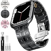 PODOEIL Compatible with Apple Watch Metal Bands 44mm 42mm 45mm 49mm 41mm 40mm 38mm for Men Women, Stainless Steel Watch Bands for iWatch Ultra2 Ultra SE SE2, Series 9 8 7 6 5 4 3 2 1