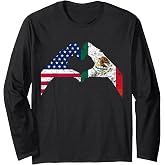 America Mexico Flag Vintage Mexican Roots American Long Sleeve T-Shirt