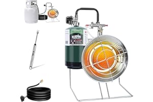Hotdevil 15,000 BUT Multi-Use Portable Propane Heater/Cooker, Outdoor Gas Heater with 8 FT Hose Piezo Ignitor Tip-over Protection Propane Heater for Garage, Patio, Camping, Hunting, Ice Fishing