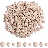 TIESOME 300 PCS Half Wood Balls, 3 Sizes 10/12/15mm Natural Unfinished Wood Balls Mini Half Round Wood Beads Wooden Half Sphere Split Smooth Hemisphere Beads for DIY Paint Art Crafts Decoration