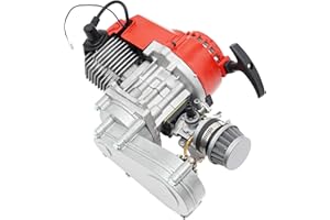 Frederimo 49cc 50cc Big Bore Pocket Bike Engine 2 Stroke Motor Pull Start Engine with Cylinder CNC Engine Cover DIY Engine + Handle Grip + Throttle Cable + Air Filter Fit Pocket Bike Mini Dirt Bike