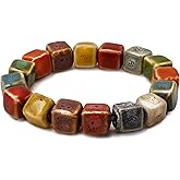 MINACHI Boho Hippie Colorful Ceramic Beads Strand Stretch Bracelet, Bohemian Summer Beach Jewelry Gift for Women
