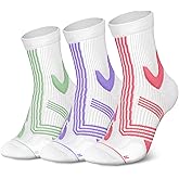 Hylaea Compression Running Socks for men, Coolmax Anti-Blister Cushion Crew Socks for Athletic, Moisture Wicking & Seamless