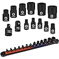 HORUSDY E-Torx Socket Set 13-Piece External Socket Set | 11-Piece Female E-Torx Sockets (E4-E20) Star Socket Set | 2-Piece Impact Socket Adapter Set