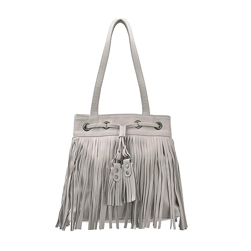 grey fringe bag
