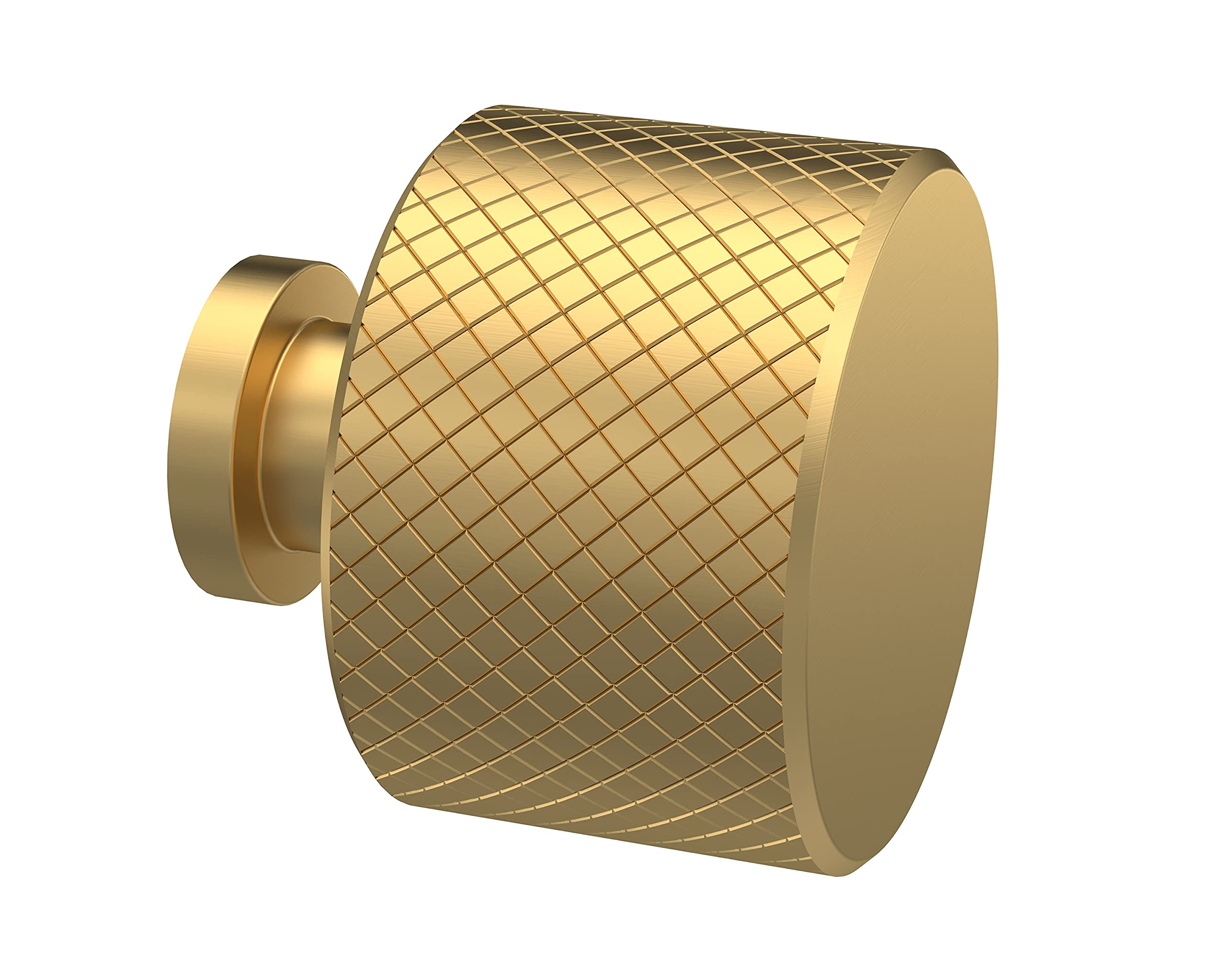 nuie H314 Handles | Modern Bathroom Designer Round Indented Knurled Knob Bathroom Furniture Handle, 30mm, Brushed Brass