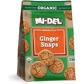 Mi-Del Organic Ginger Snaps Cookies, 0g Trans Fat, 8 oz | Crunchy Organic Ginger Snap Cookies, Non-GMO Certified with 0g Trans Fat, Kosher &amp; Peanut-Free Snack Treat
