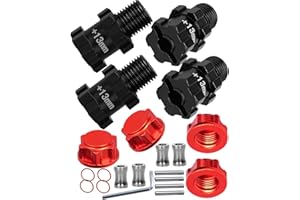 RCHuiWow RC 13MM Extended Wheel Hub Drive 14MM to 17MM w/Anti-dust Cap Nuts 17MM Upgrades Part for 1/10 Senton/Granite/New Big Rock/Vorteks/Infraction 3S,Senton/Granite Mega550,Black & Red