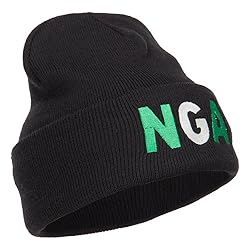 e4Hats.com Nigeria Embroidered Long Beanie - Black