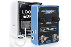 KMISE YUER Loop Pedal & Drum Machine 2-In-1,Stereo Guitar Looper Pedal with 100 Styles Drum Grooves, 40 Slots 160 Mins Looper Recording Capacity, Support Import/Export in Editor Software. DC 9V/300 mA