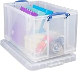 Really Useful Box 84 Litre Clear Storage Box Stackable Secure Handles view 2