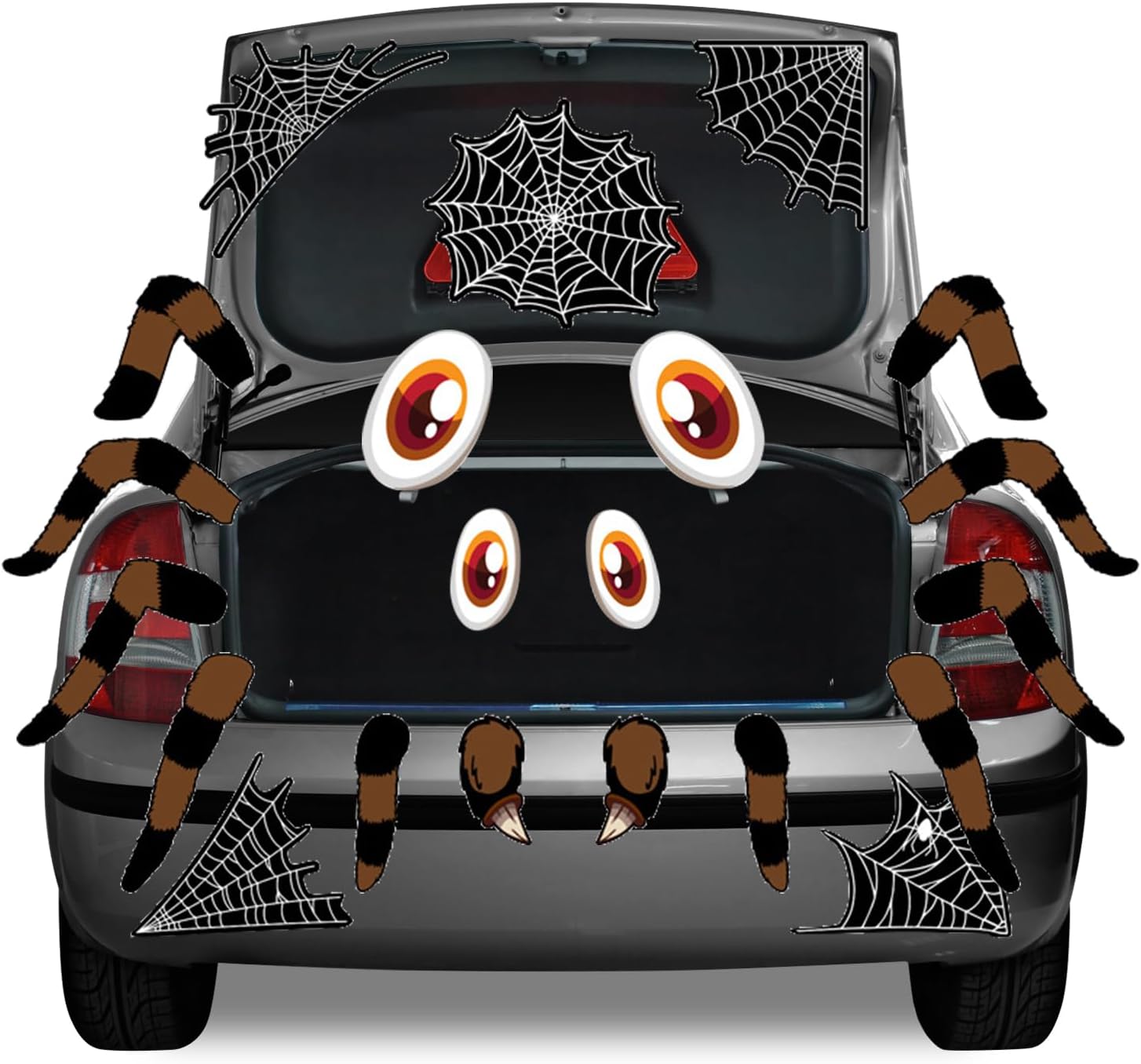 Garage Door Decorations - Halloween Trunk or Treat Car Decoration, Halloween Monster Face Spider Sticker with Adhesive Tape for Trick or Trunk Garage Door Entryway Archway Outdoor Props Halloween Sticker