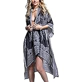 Breezy Lane Women's Kimono Cardigan Summer Swimsuit Coverups Beach Cover Up with Floral Print for Vacation