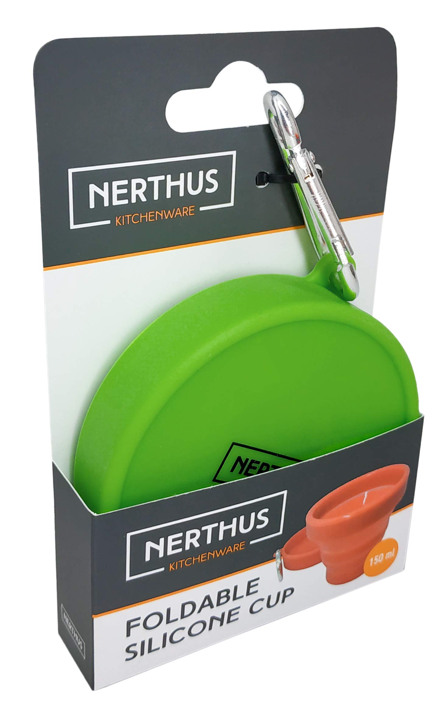 Nerthus FIH 455 Foldable silicone cup with lif and snap clip. 2 colours assorted. Capcity 150 ml