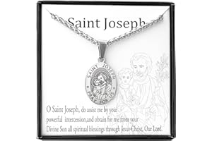 Zocomi Saint Christopher/Joseph/Anthony/Jude/Michael Necklace Medal for Men Boys，St Christopher Pendant Medallion with Chain 24 Inches
