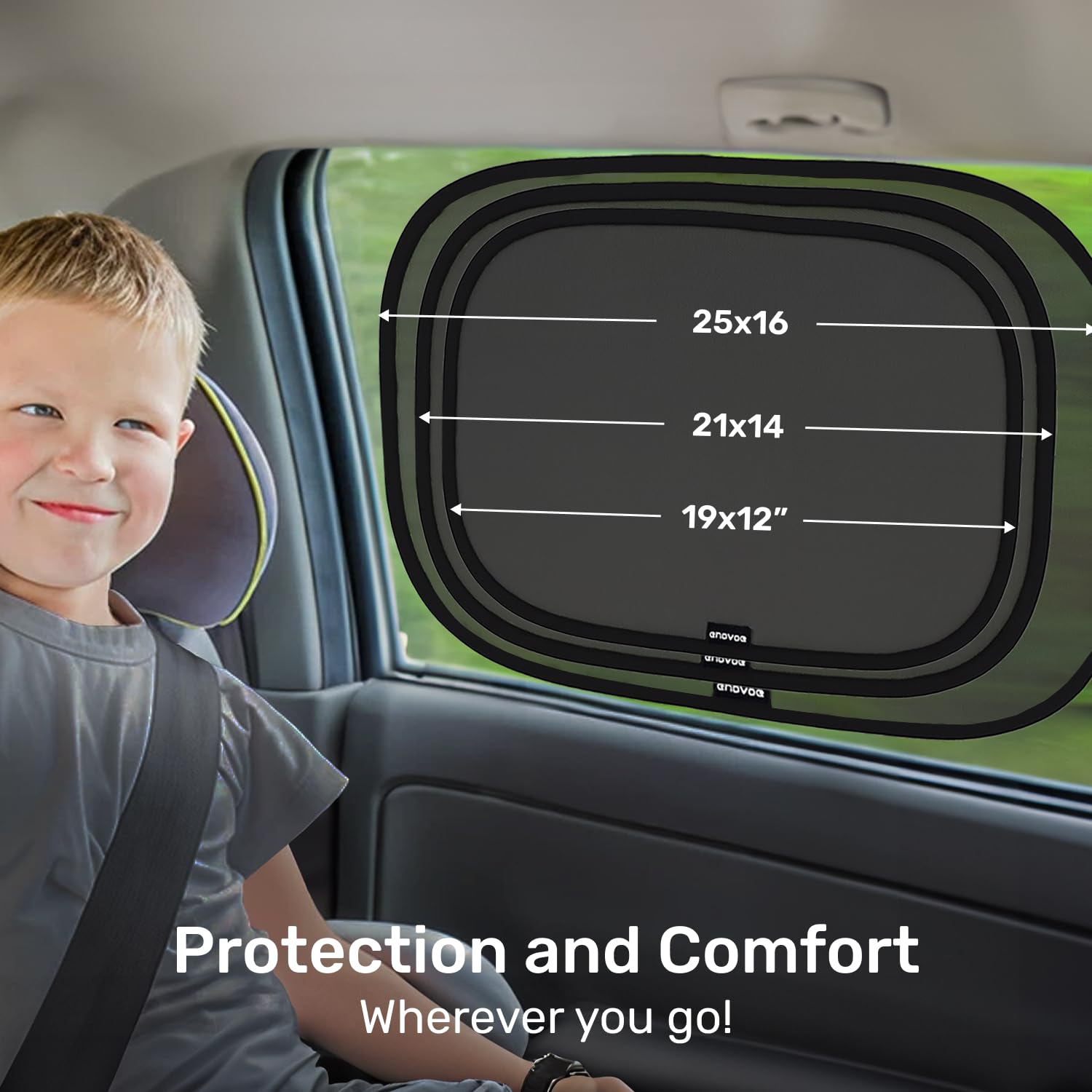 Enovoe Car Window Shades for Baby (2 Pack) - 21x14 Inches Sun Shade Blocker, Cling - Glare Shield and UV Rays Protection for Your Child - Side Windows Screens for SUV- Mesh Window Shades for car Baby